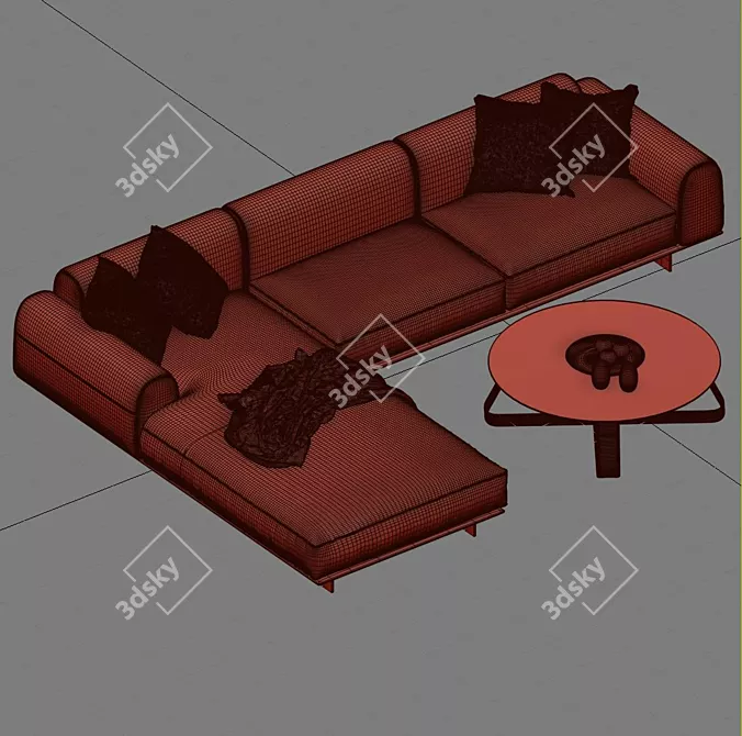 Elegant Brandy Sofa for Gamma Coffee Tables 3D model image 2