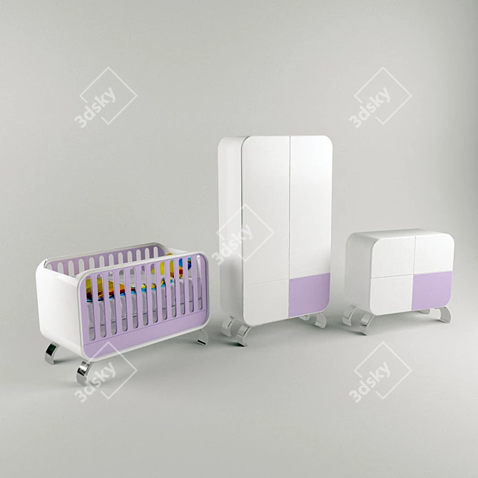 Alondra Kurve Violet: Stylish Children's Furniture Set 3D model image 1