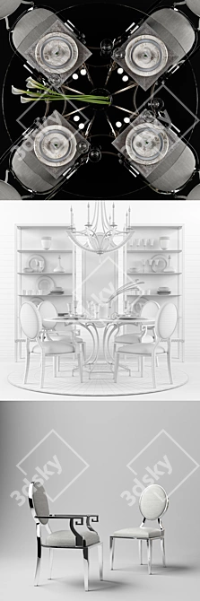 Elegant Miramont Round Dining Table 3D model image 3