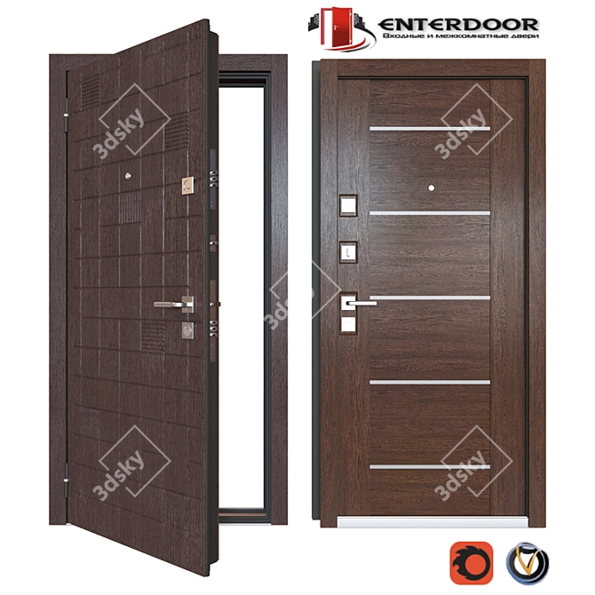 Stylish EnterDoor Tetris: Modern Metal Entrance 3D model image 1