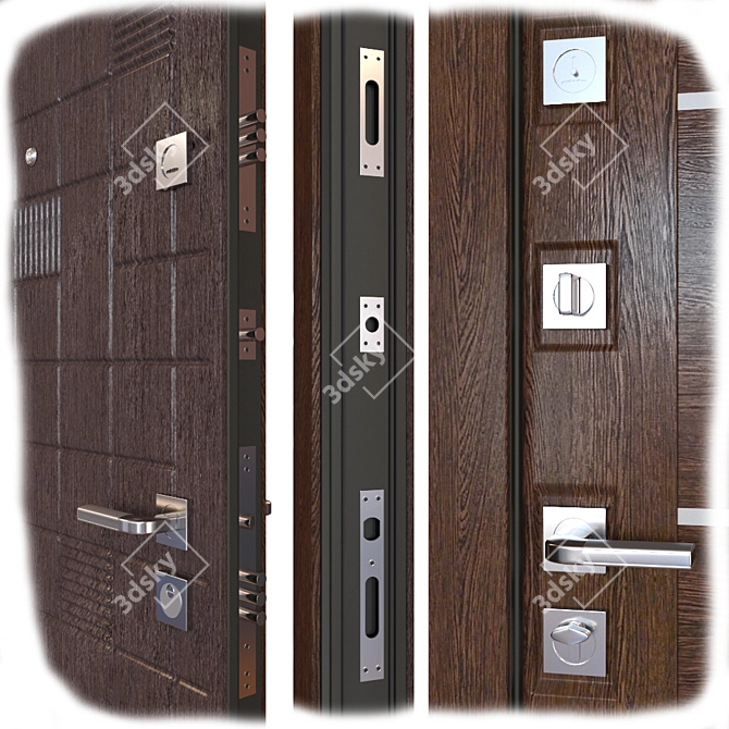 Stylish EnterDoor Tetris: Modern Metal Entrance 3D model image 2