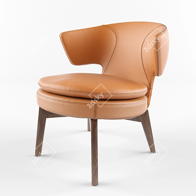 Stylish LOLITA Chair: Metal Frame, Wood Seat 3D model image 1