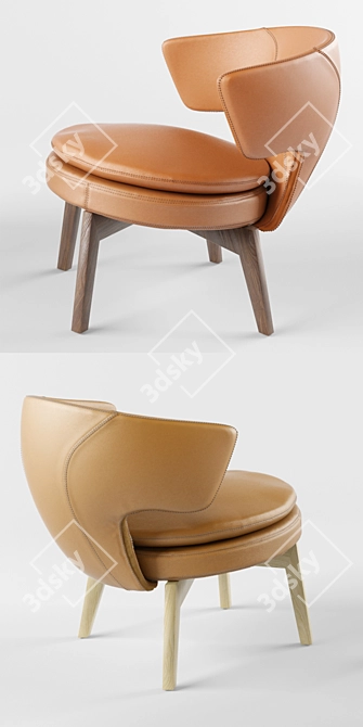 Stylish LOLITA Chair: Metal Frame, Wood Seat 3D model image 2