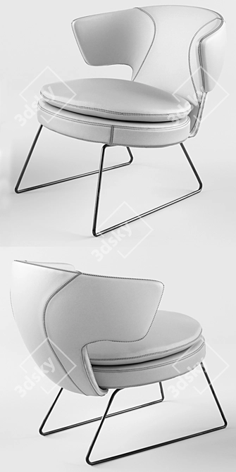 Stylish LOLITA Chair: Metal Frame, Wood Seat 3D model image 3