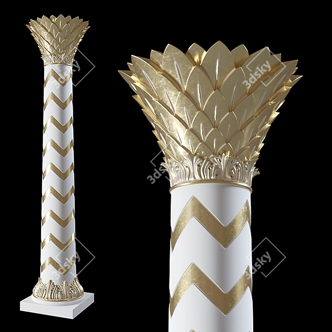 Luxury Oriental Palm Column 3D model image 1