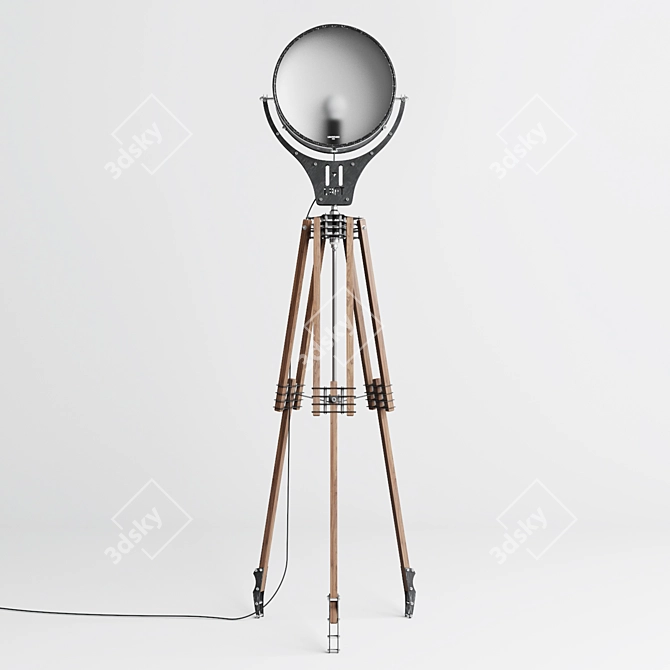 Loftdesign 7500 Floor Lamp: Stylish Metal and Wood Lighting 3D model image 1
