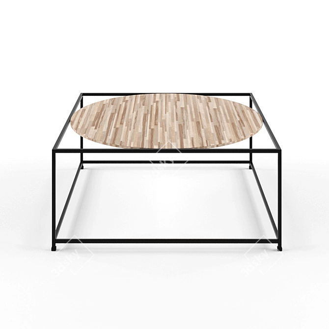 Modern Square Coffee Table with Round Top 3D model image 3