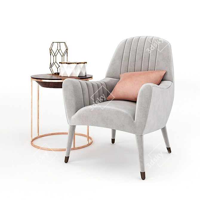 Elegant Comfort: Salvador Armchair & Duccio Coffee Table 3D model image 2