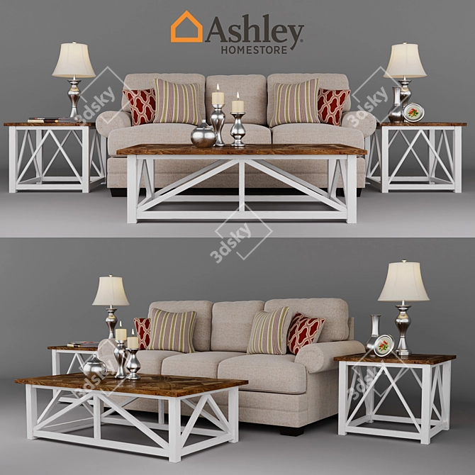 Sansimeon Stone Living Room Set by Ashley - Complete and Stylish 3D model image 1