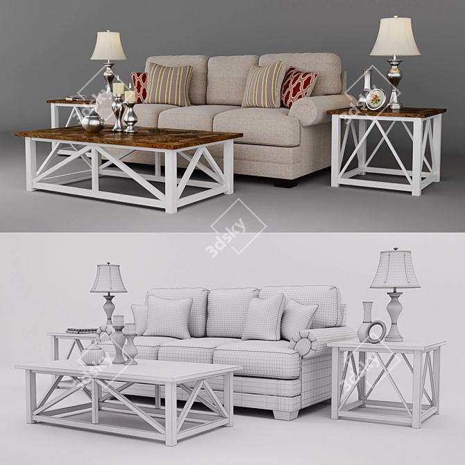 Sansimeon Stone Living Room Set by Ashley - Complete and Stylish 3D model image 2