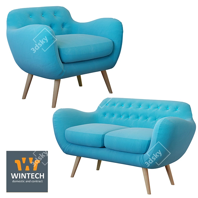 Wintech Indigo: Versatile Fabric Seating 3D model image 1