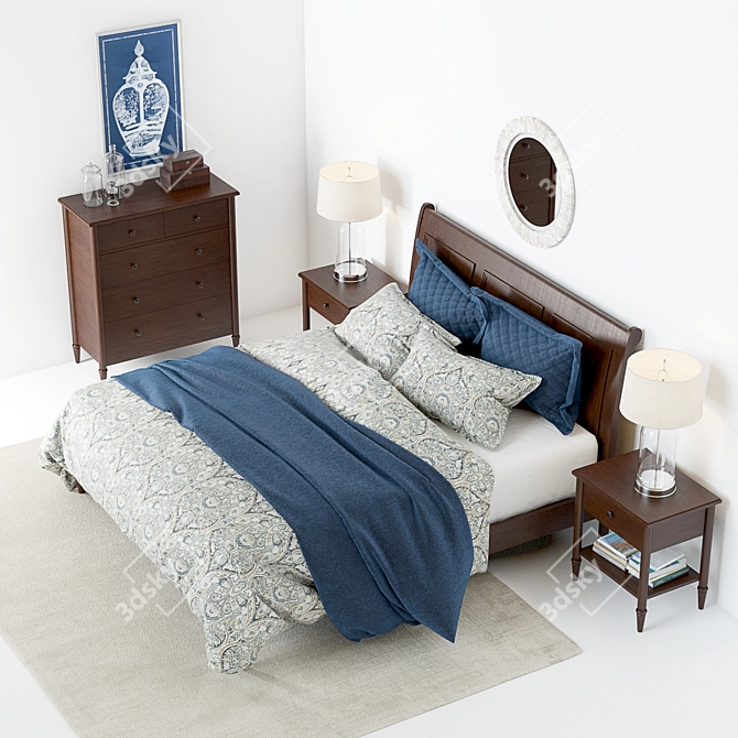 Elegant Crosby Bedroom Set 3D model image 3