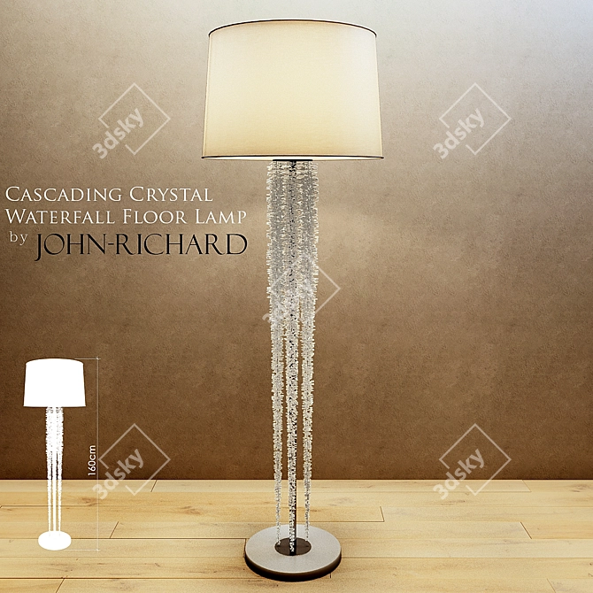 Elegant Crystal Waterfall Floor Lamp 3D model image 1