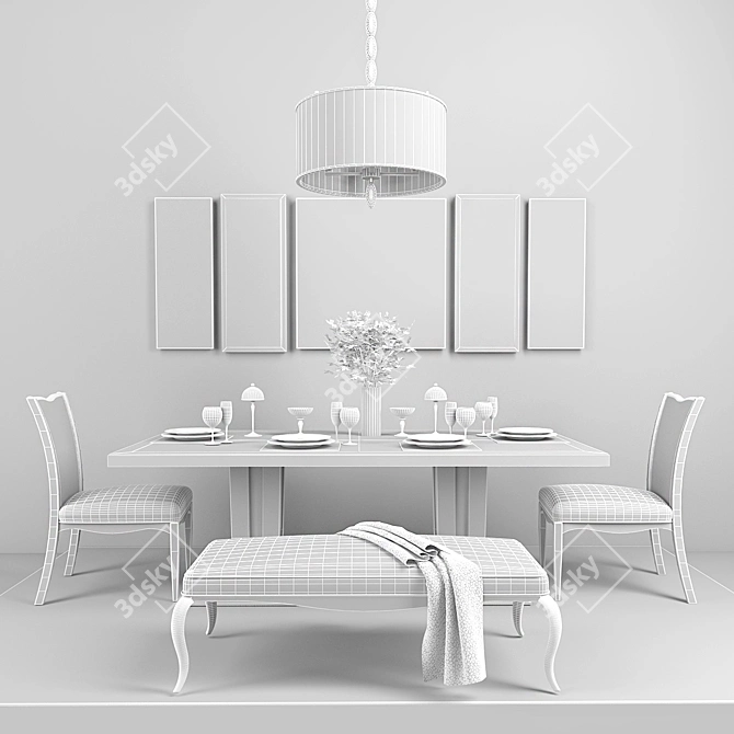 Elegant Baker Decor Table Set 3D model image 3