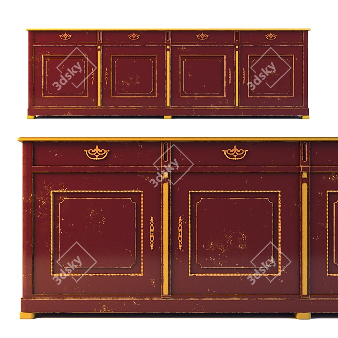 Italian Vintage Chest of Drawers (3050x970x580 mm) 3D model image 1