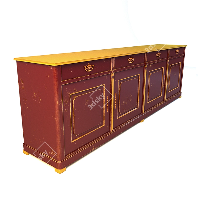 Italian Vintage Chest of Drawers (3050x970x580 mm) 3D model image 2