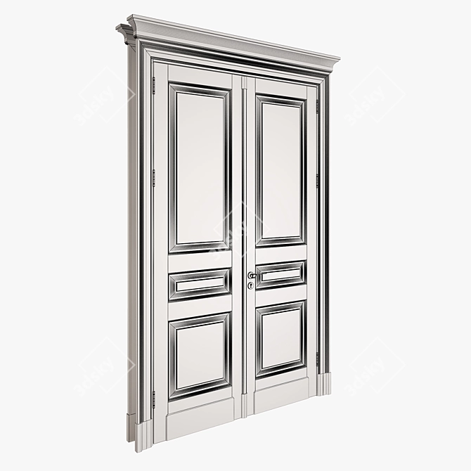 Classic Double Door: 2D DWG File 3D model image 3