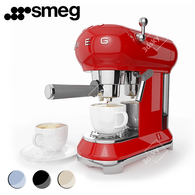 Retro-inspired Smeg Espresso Machine 3D model image 1