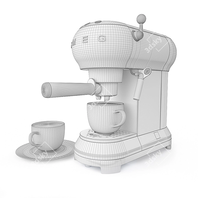 Retro-inspired Smeg Espresso Machine 3D model image 3