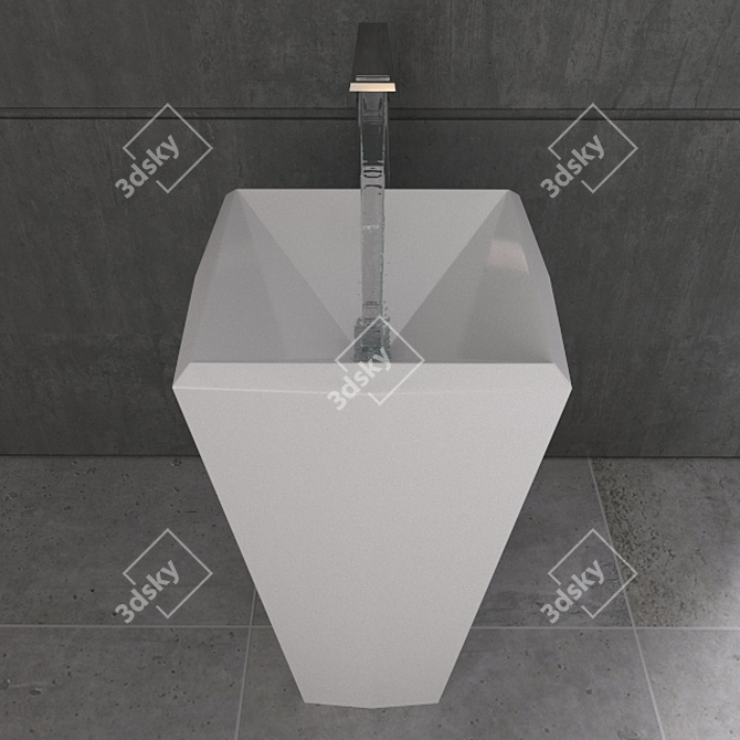 Elegant Crystal Lavabo Standalone 3D model image 2