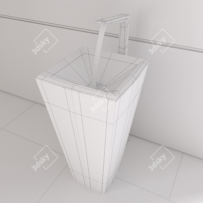 Elegant Crystal Lavabo Standalone 3D model image 3