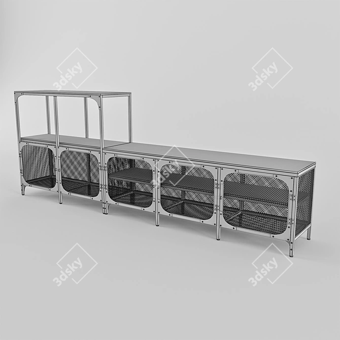 Vintage Industrial TV Storage Unit 3D model image 2