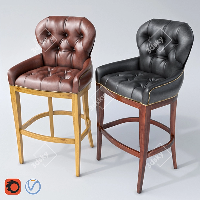 Elegant Grosvenor Barstool: Corona + V-Ray 3D model image 1