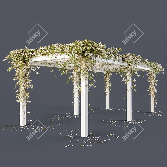 Blooming Pergola: White Flowers 3D model image 1