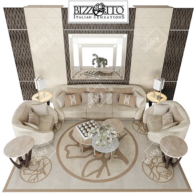 Elegant Infinity Symphony Coffee Table & Sofa Set 3D model image 1