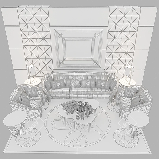 Elegant Infinity Symphony Coffee Table & Sofa Set 3D model image 3