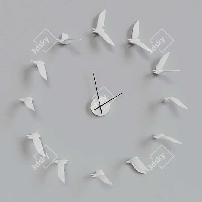 Elegant Swallow Wall Clock 3D model image 1