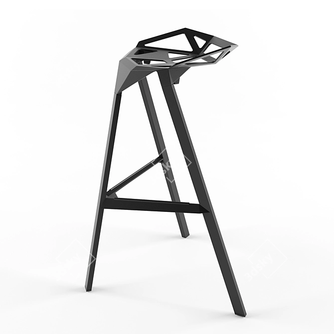 Sleek Aluminum Stool 3D model image 2