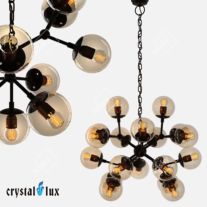 Elegant Amber Glass Chandelier 3D model image 1