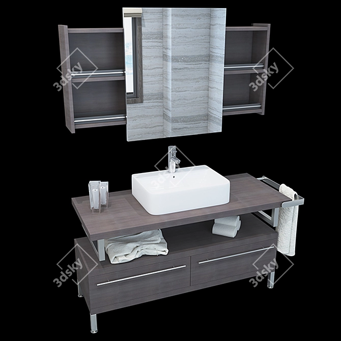 Modern Ceramic Wash Basin - 180x140x55 3D model image 1