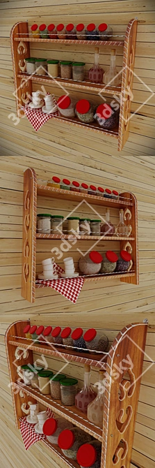 Decorative Kitchen Shelf with Jars 3D model image 2