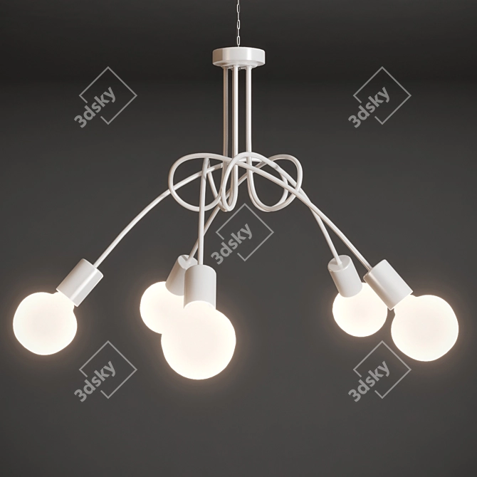 Korean Monochrome Pendant Light 3D model image 1