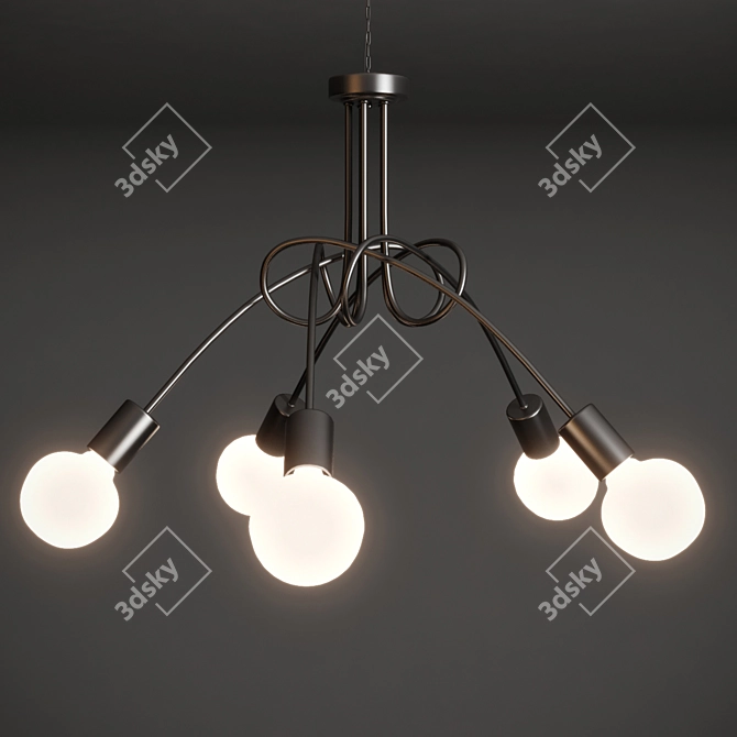 Korean Monochrome Pendant Light 3D model image 2