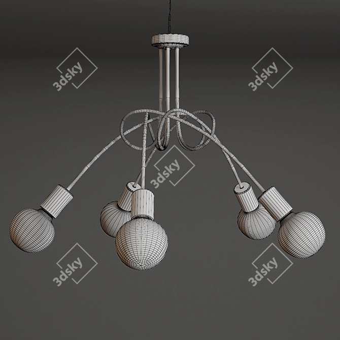 Korean Monochrome Pendant Light 3D model image 3