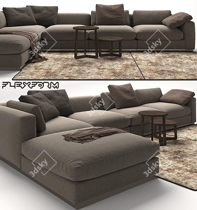 Flexform Beauty Sofa + Jiff Tables and Carpet 3D model image 1