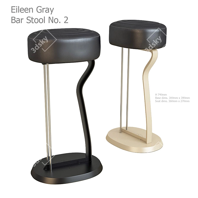 Elegant Gray Bar Stool: Classic Design 3D model image 1