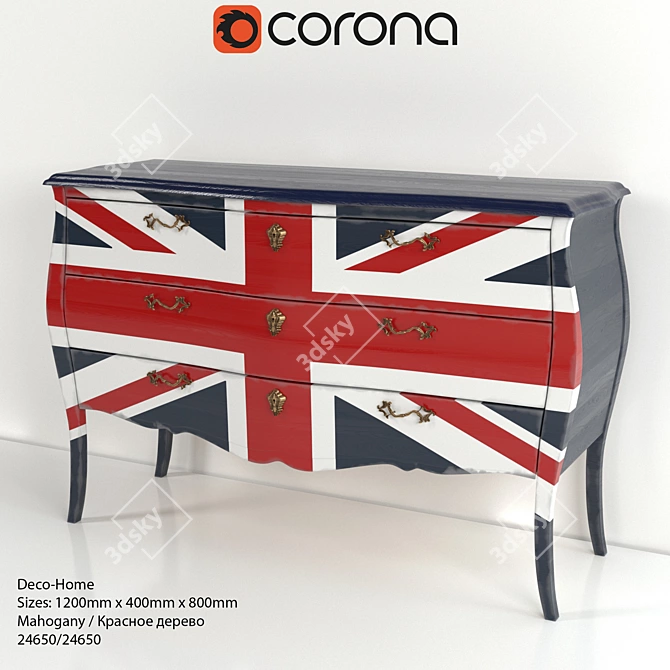 Union Jack Commode Set 3D model image 1