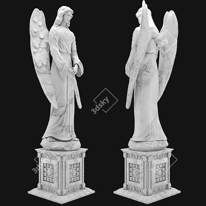 Heavenly Serenity Angel Sculpture 3D model image 1