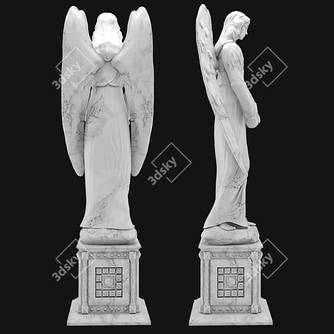 Heavenly Serenity Angel Sculpture 3D model image 2