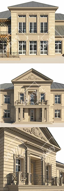 Elegant Travertine Classic House 3D model image 2