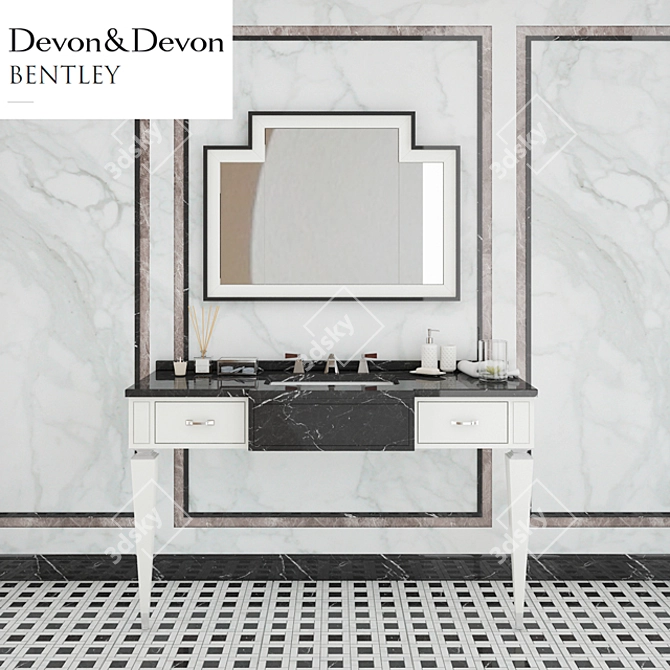 Elegant Bentley Vanity with Marble 3D model image 1