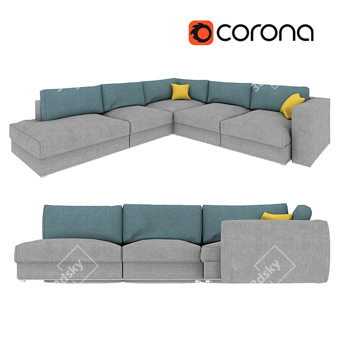 Versatile Modular Corner Sofa 3D model image 1