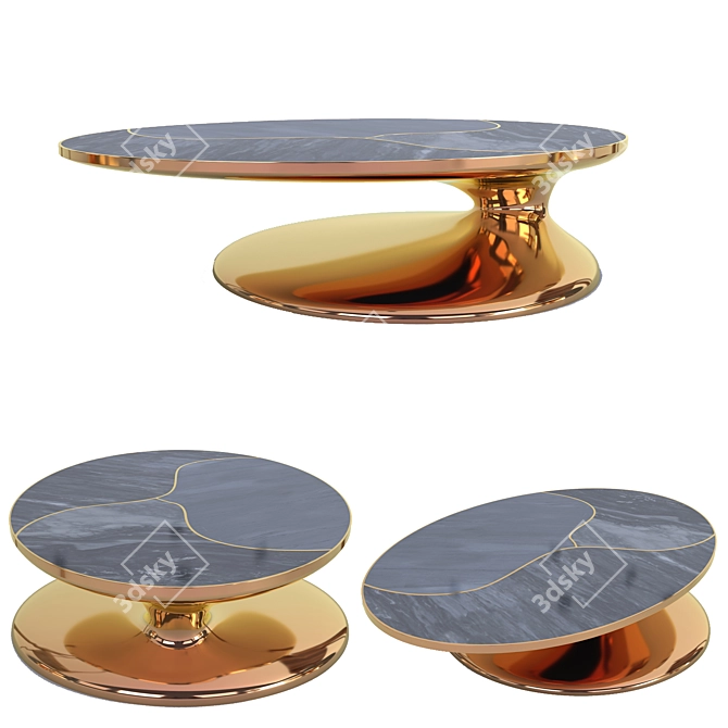 Elegant Elliptical Coffee Table 3D model image 1