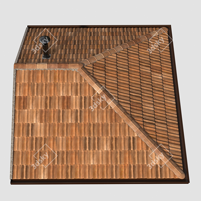 Authentic French Tile Roof 3D model image 2