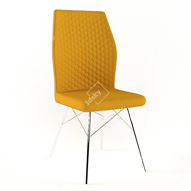 Modern Mustard Yellow Chair with Chrome Metal Frame 3D model image 1