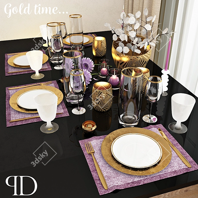 Elegant Table Setting 3D model image 1